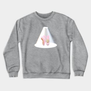 Ballet Pointe Shoes in Spotlight on Stage (Pink Background) Crewneck Sweatshirt